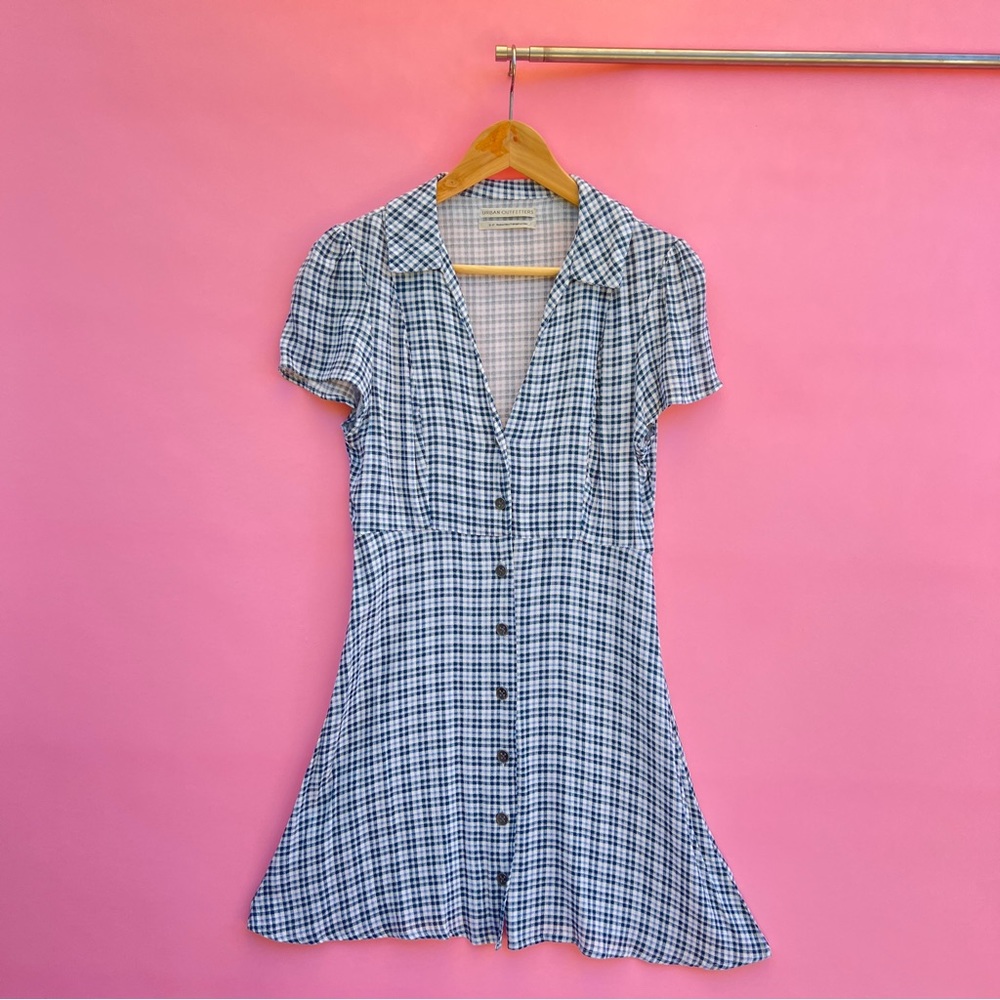 Urban Outfitters Blue Plaid Mini Dress S